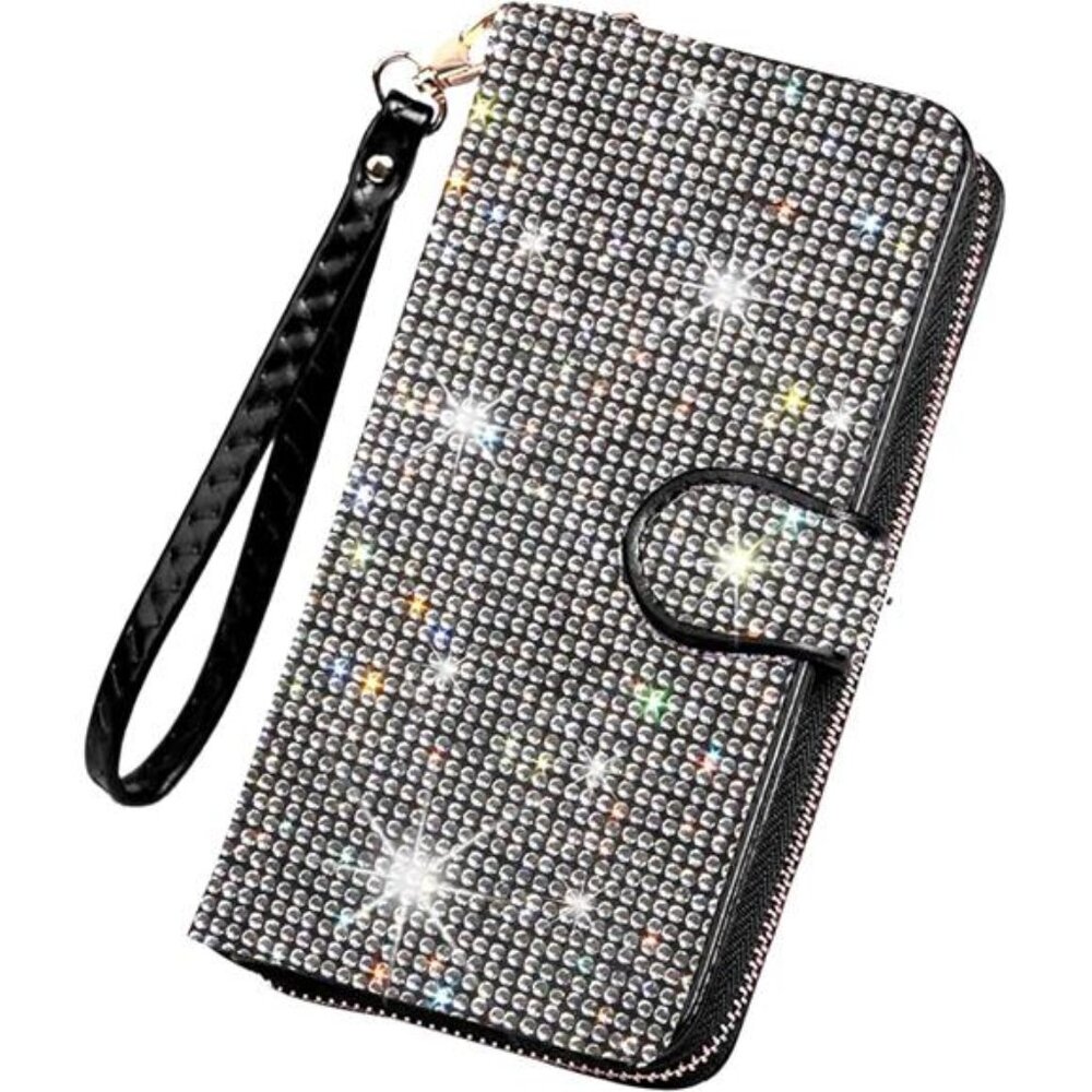 Bling Rhinestone Womens Wallet Artificial Diamond Wristlet Clutch Purse Credit - Picture 7 of 7